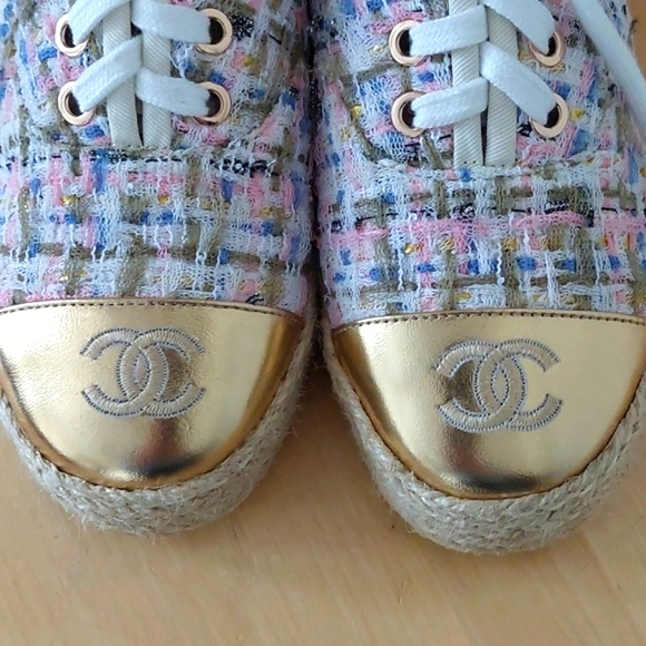 Chanel espadrilles lace-up shoes tweed - Picture 8 of 17